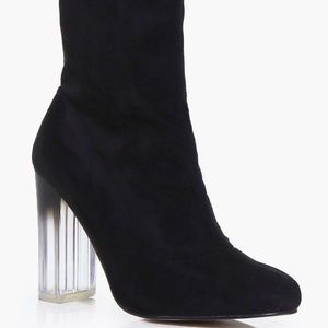 Black sock boot with perplex heel